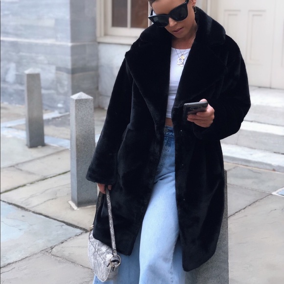 Jackets & Blazers - Taliana Luxe Faux Fur Coat - Black